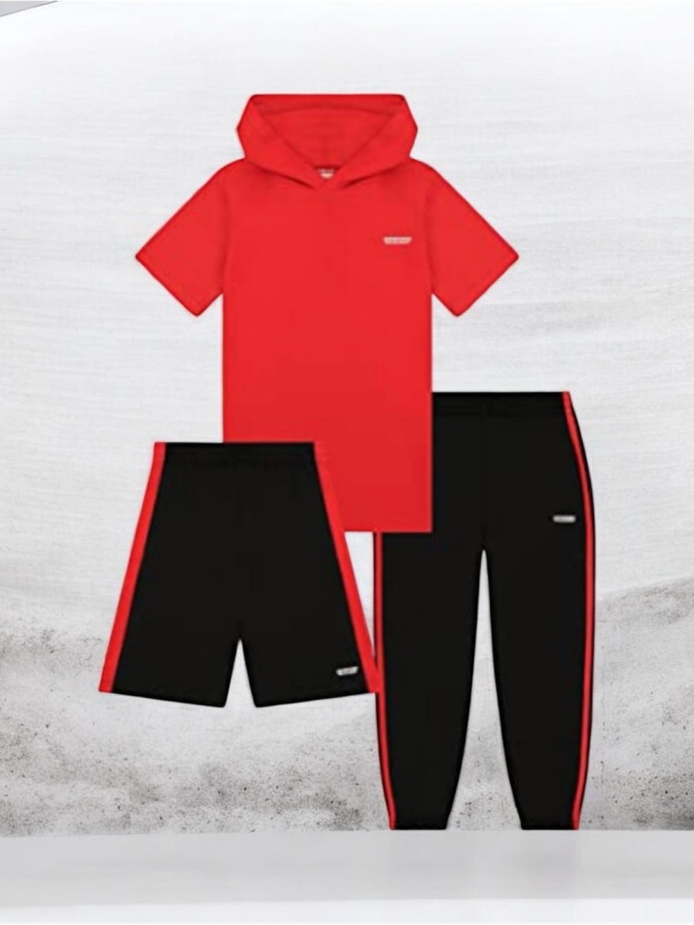 Hind Red and Black Kids Matching Set - Hoodie Tee, Shorts & Joggers